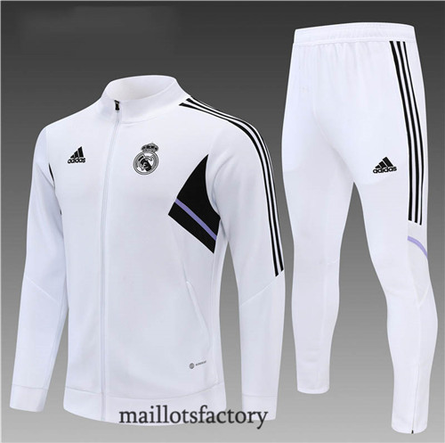 Achat Veste Survetement Enfant du foot Real Madrid 2022/23 Blanc y660