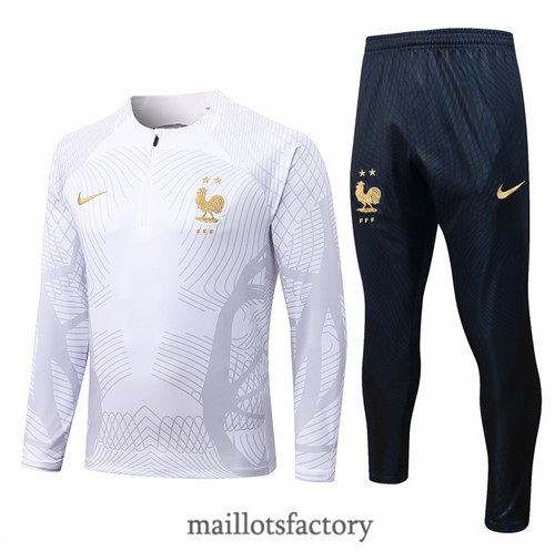 Achat Survetement du foot France 2022/23 Blanc/Noir y526