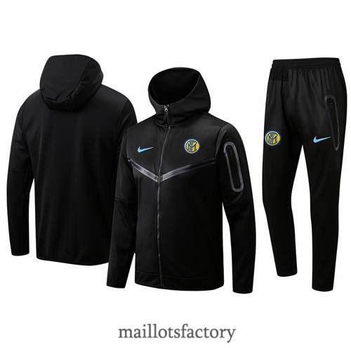 Achat Veste Survetement du foot Inter Milan 2022/23 à capuche Noir y632