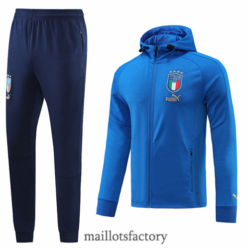 Achat Veste Survetement du foot Italie 2022/23 à capuche Bleu y533