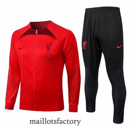 Achat Veste Survetement du foot Liverpool 2022/23 Rouge/Noir y561