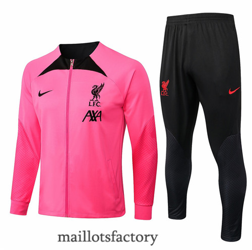 Achat Veste Survetement du foot Liverpool 2022/23 Rose/Noir y562