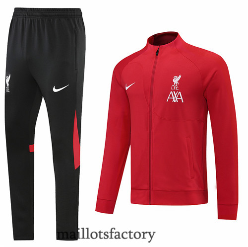 Achat Survetement du foot Liverpool 2022/23 Rouge/Noir y565