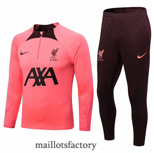 Achat Survetement du foot Liverpool 2022/23 Rose/Noir y568