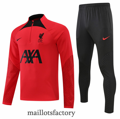 Achat Survetement du foot Liverpool 2022/23 Rouge/Noir y571