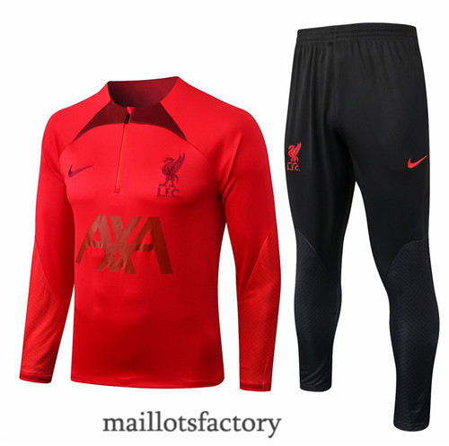 Achat Survetement du foot Liverpool 2022/23 Rouge/Noir y573