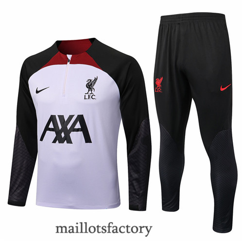 Achat Survetement du foot Liverpool 2022/23 Blanc/Noir y576