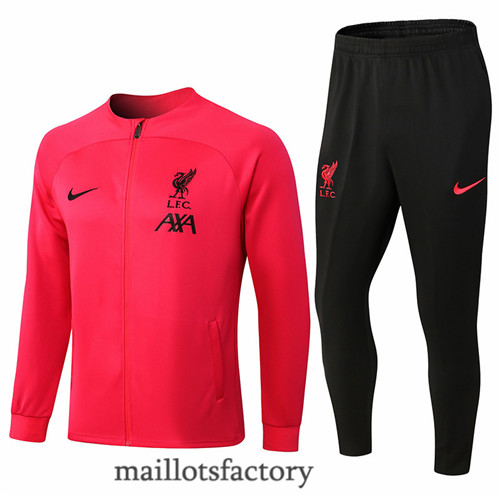 Achat Veste Survetement du foot Liverpool 2022/23 Rouge/Noir y578