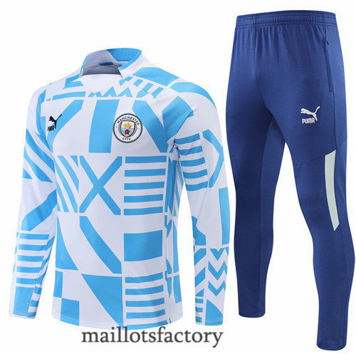 Achat Survetement du foot Manchester City 2022/23 Bleu/Blanc y585