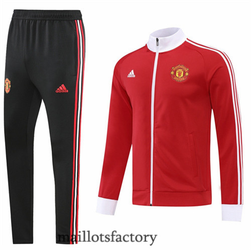 Achat Veste Survetement du foot Manchester United 2022/23 Rouge/Noir y605