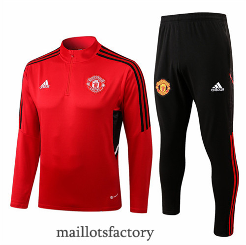 Achat Survetement du foot Manchester United 2022/23 Rouge/Noir y610