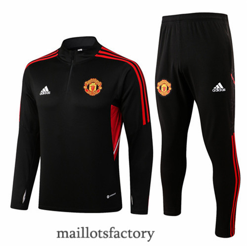 Achat Survetement du foot Manchester United 2022/23 Noir/Rouge y611