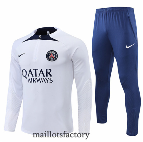 Achat Survetement du foot Paris PSG 2022/23 Blanc/Bleu y495