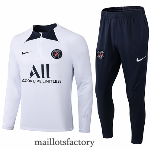 Achat Survetement du foot Paris PSG 2022/23 Blanc/Noir y500