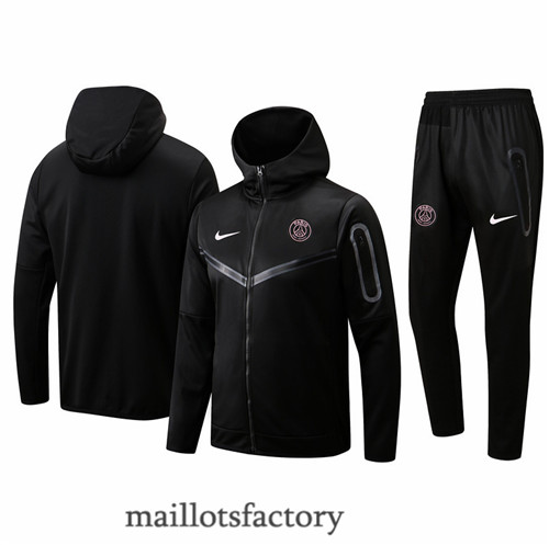 Achat Veste Survetement du foot Paris PSG 2022/23 à capuche Noir y507