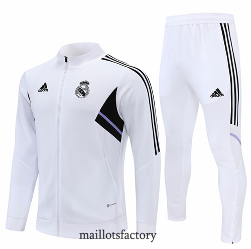 Achat Veste Survetement du foot Real Madrid 2022/23 Blanc y451