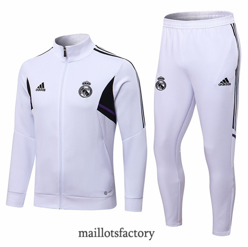 Achat Veste Survetement du foot Real Madrid 2022/23 Blanc y453