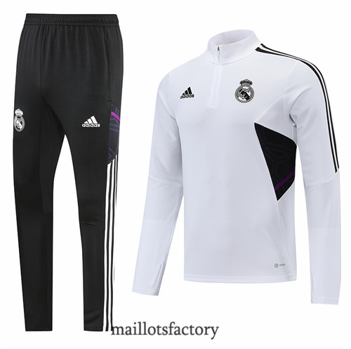 Achat Veste Survetement du foot Real Madrid 2022/23 Noir/Blanc y457