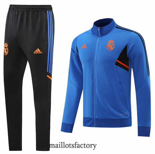 Achat Veste Survetement du foot Real Madrid 2022/23 Bleu/Noir y458