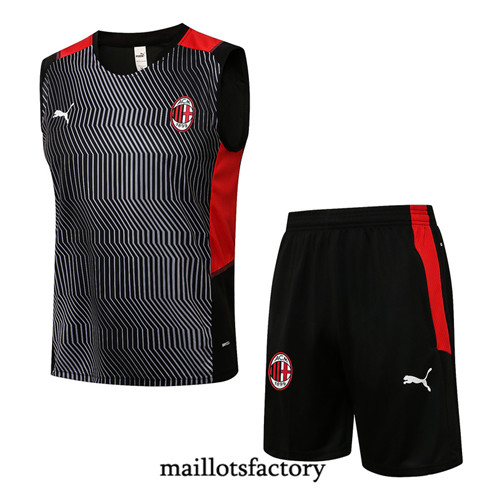 Achat Kit d'entrainement Maillot du AC Milan Debardeur 2021/22 Noir