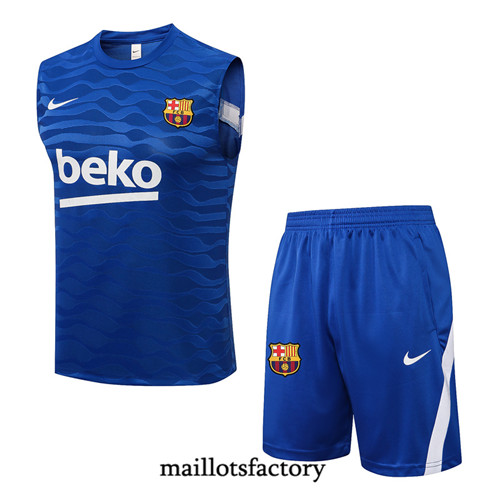 Achat Kit d'entrainement Maillot du Barcelone Debardeur 2021/22 Bleu