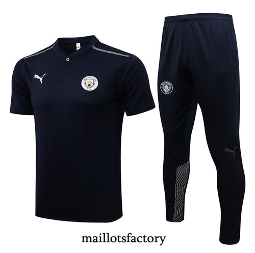 Achat Kit d'entrainement Maillot du Manchester City Polo 2021/22 Bleu Marine