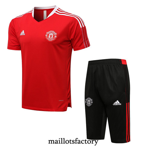 Achat Kit d'entrainement Maillot du Manchester United 2021/22 Rouge 3/4