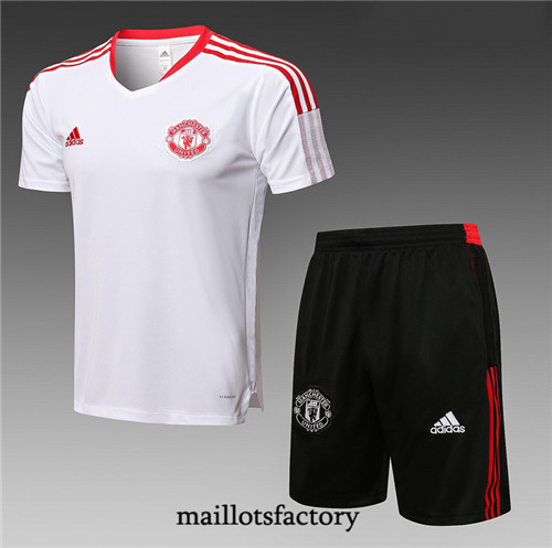 Achat Kit d'entrainement Maillot du Manchester United 2021/22 Blanc