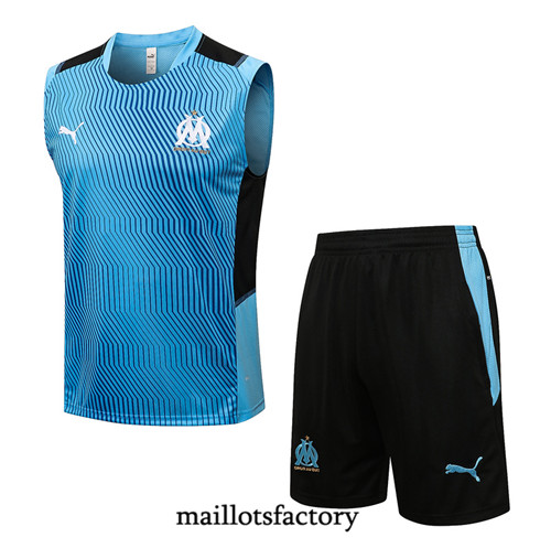 Achat Kit d'entrainement Maillot du Marseille Debardeur 2021/22 Bleu clair Rouge