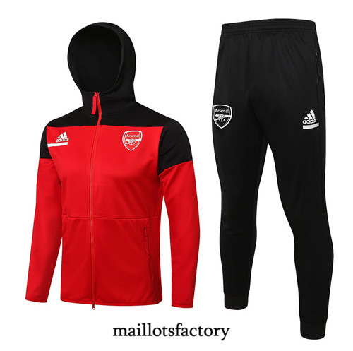 Achat Veste Survetement du Arsenal 2021/22 à Capuche Rouge