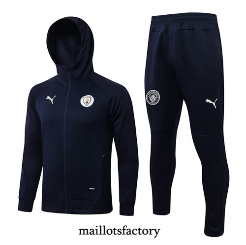 Achat Veste Survetement du Manchester City 2021/22 à Capuche Bleu Marine