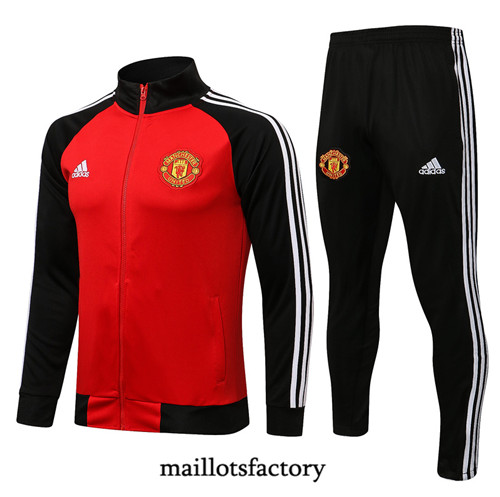 Achat Veste Survetement du Manchester United 2021/22 Rouge/Noir