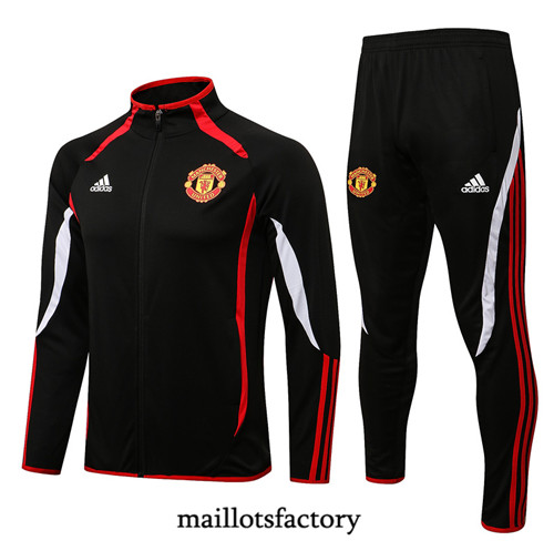 Achat Veste Survetement du Manchester United 2021/22 Noir/Blanc Col Haut