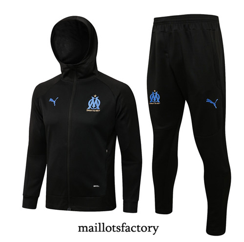 Achat Veste Survetement du Marseille 2021/22 à Capuche Noir