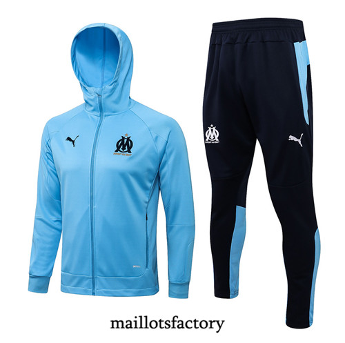 Achat Veste Survetement du Marseille 2021/22 à Capuche Bleu clair