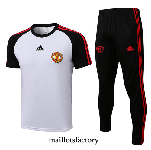 Achat Kit d'entrainement Maillot du Manchester United 2022/23 Blanc/Noir