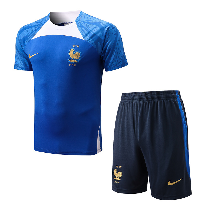 Achat Maillot Kit d'entrainement du France 2022/23 Bleu Y657