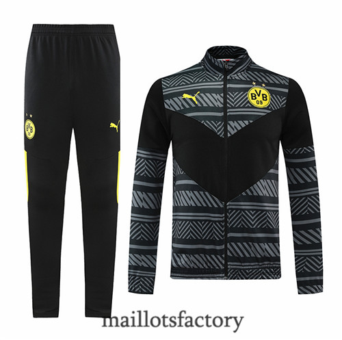 Achat Veste Survetement du foot Borussia Dortmund 2022/23 Noir Gris Y1229