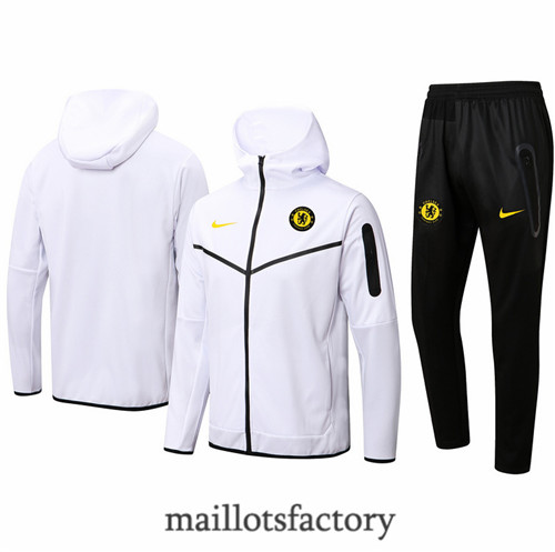 Achat Veste Survetement du foot Chelsea 2022/23 à capuche Blanc Y1233