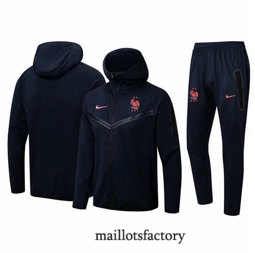 Achat Veste Survetement du foot France 2022/23 à capuche Noir Y1239