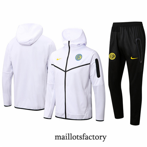 Achat Veste Survetement du foot Inter Milan 2022/23 à capuche Blanc Y1240