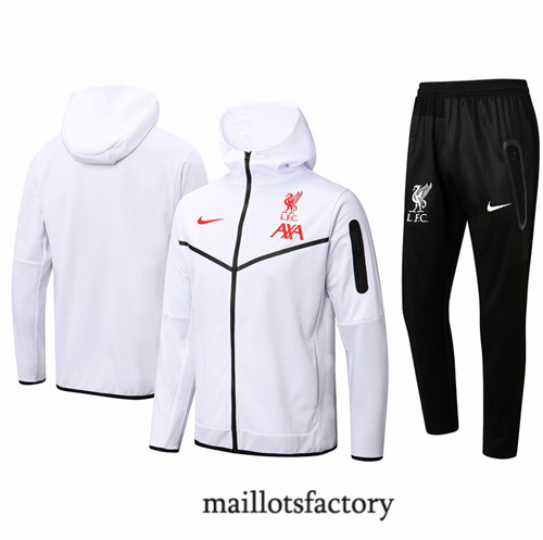 Achat Veste Survetement du foot Liverpool 2022/23 à capuche Blanc Y1244