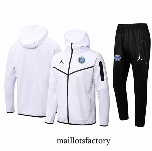 Achat Veste Survetement du foot Paris PSG 2022/23 à capuche Blanc Y1298