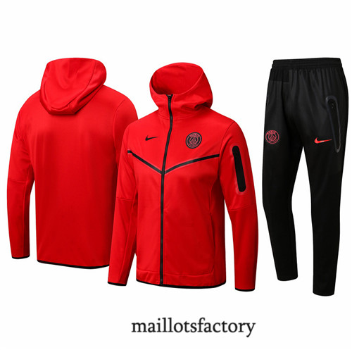 Achat Veste Survetement du foot Paris PSG 2022/23 à capuche Rouge Y1300