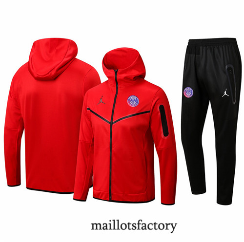 Achat Veste Survetement du foot Paris PSG 2022/23 à capuche Rouge Y1301