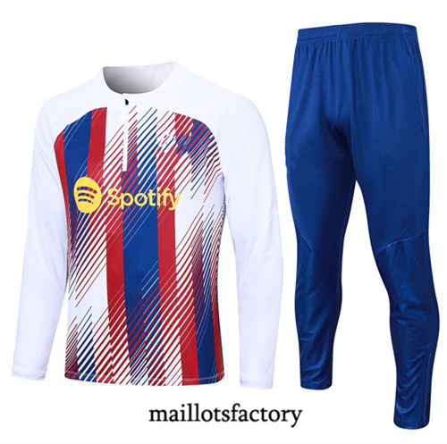 Maillot du Kit d'entrainement Survetement Barcelone Enfant 2023/24 Blanc factory 489