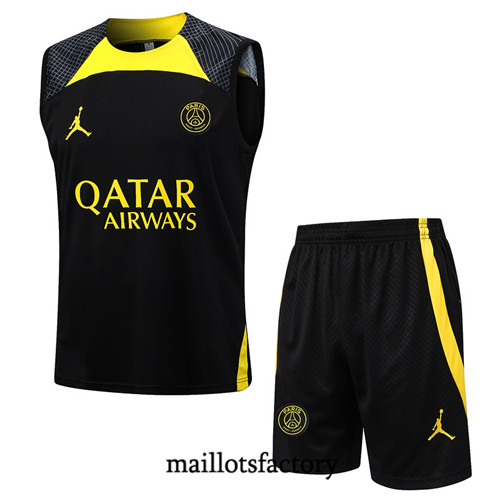 Maillot du Kit d'entrainement Debardeur + Shorts Paris PSG 2023/24 Noir factory 516