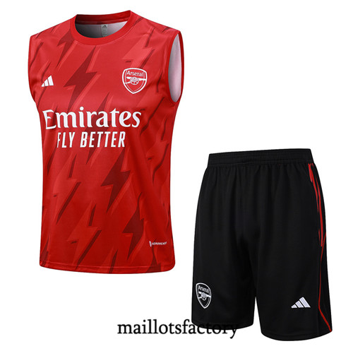 Maillot du Kit d'entrainement Debardeur + Shorts Arsenal 2023/24 Rouge factory 533