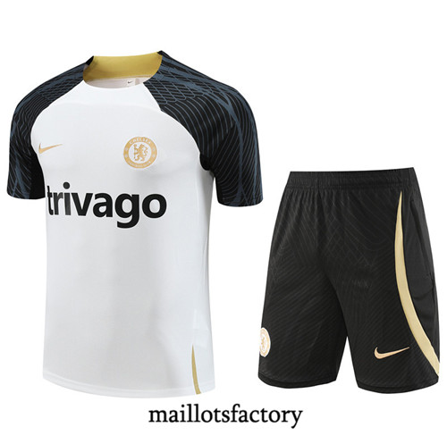 Maillot du Kit d'entrainement Chelsea Enfant + Shorts 2023/24 Blanc factory 548