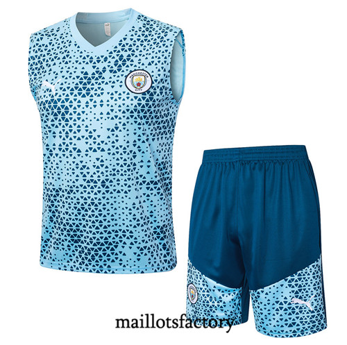 Maillot du Kit d'entrainement Debardeur + Shorts Manchester City 2023/24 Bleu Ciel factory 551